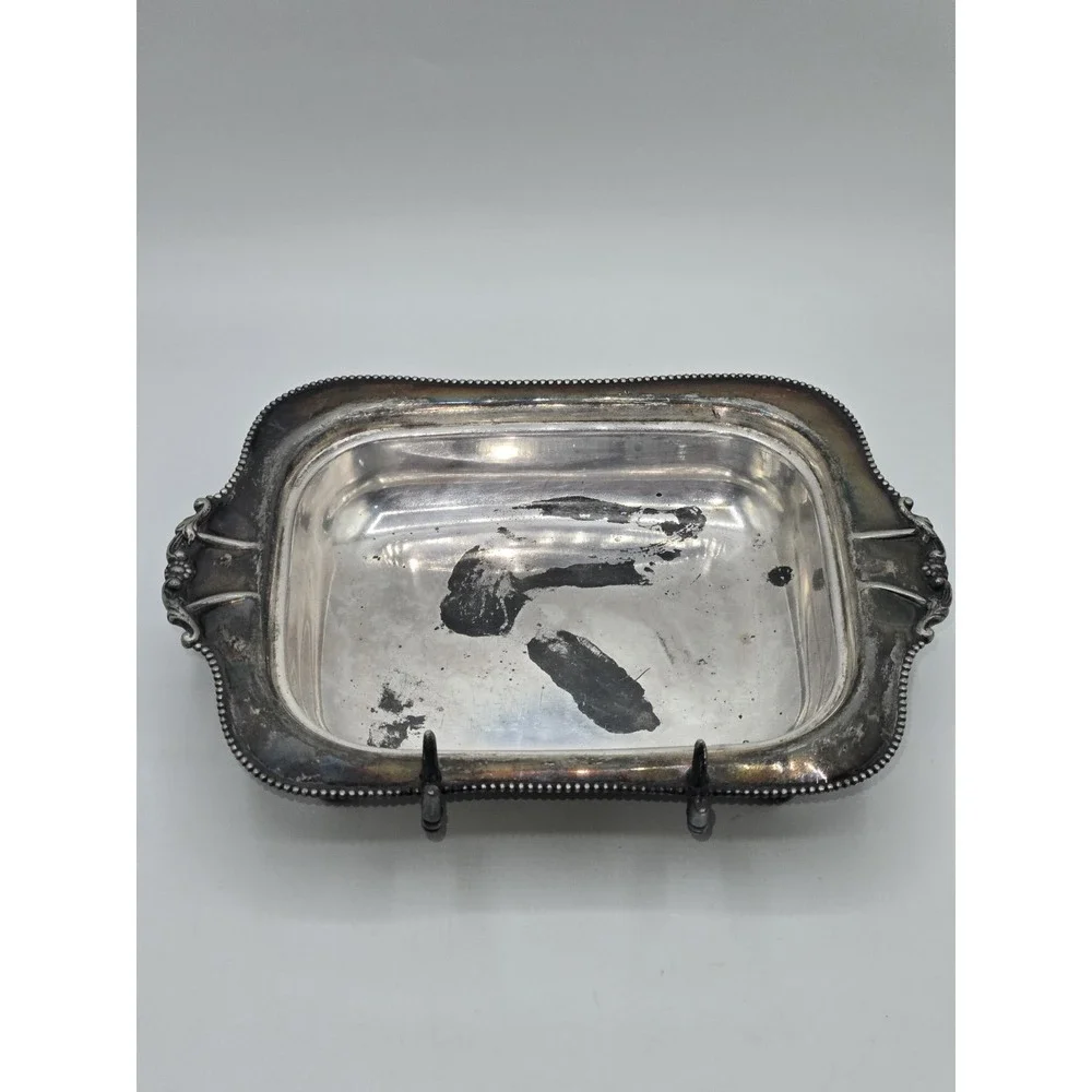 Antique Pairpoint Quadruple Plate Silverplate Covered Butter Dish Floral Lid